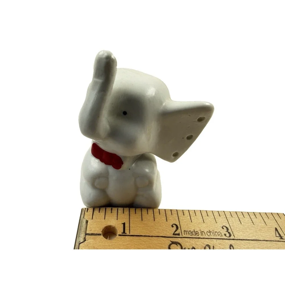 Vintage 1950s White Ceramic Elephant Earring & Ring Holder Jewelry Organizer